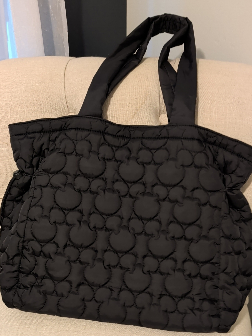 Black Quilted Tote Bag with Mickey Pattern - Vera Bradley